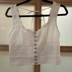 Free People White Tank Top with Hook Accents